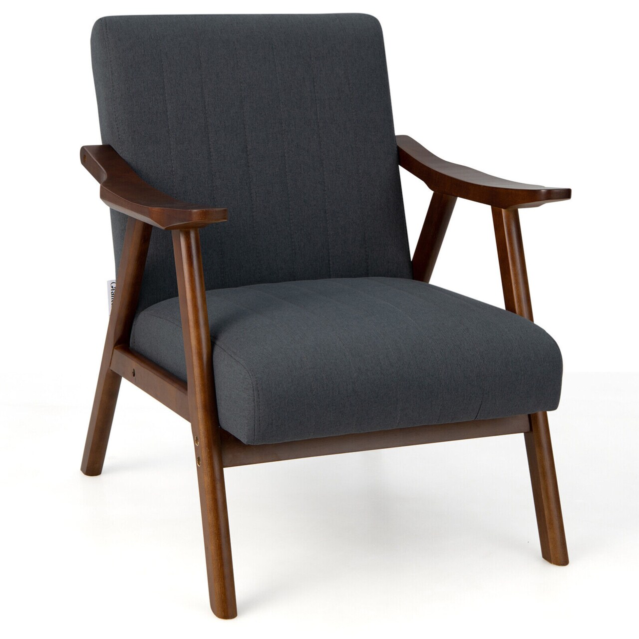 Upholstered Rocking Chair W/ Pillow Rocking Armchair W/ Rubber Wood Frame Grey